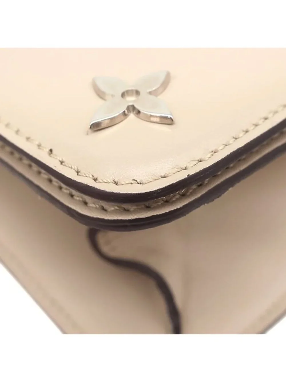 Louis Vuitton Shoulder Bag Caviar Leather Beige Silver with Mirror